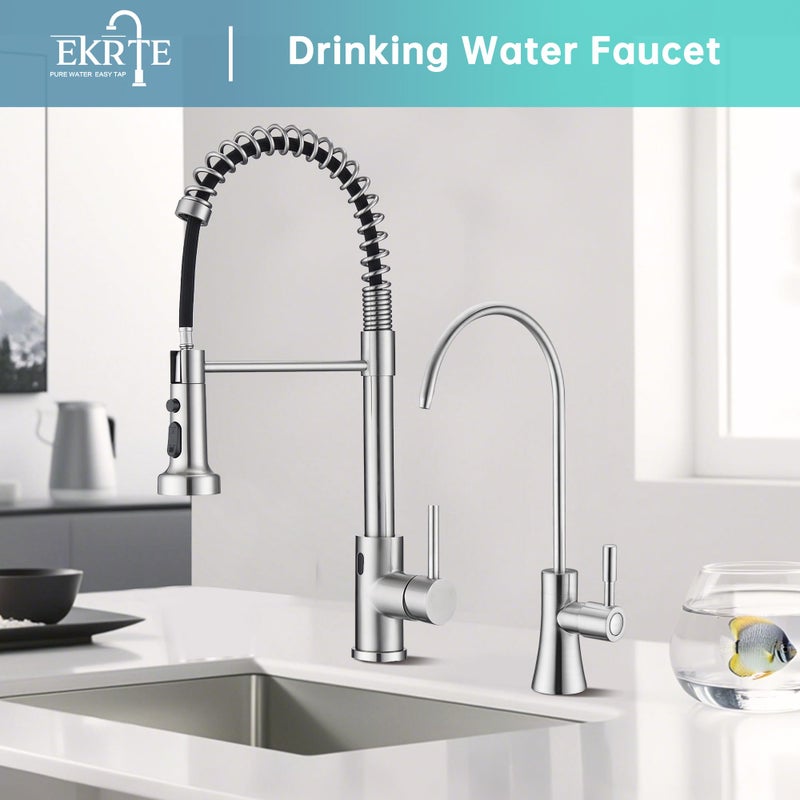 EKRTE Brass Drinking Water Faucet, Filtered Water Reverse Osmosis RO Faucet for Kitchen Sink, Brushed Nickel Reverse Osmosis Tap for Kitchen Sink - Image 2